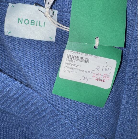 Nobili Vanessa Blue Recycled Cashmere Sweater In GRAFFITE Size L - Picture 12 of 13
